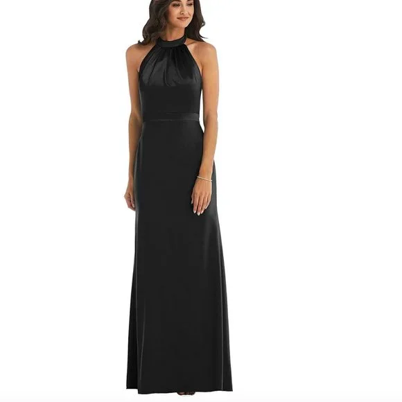 After Six | Dresses | Size 4 After Six Highneck Openback Maxi Dress With  Scarf Tie In Black 6834